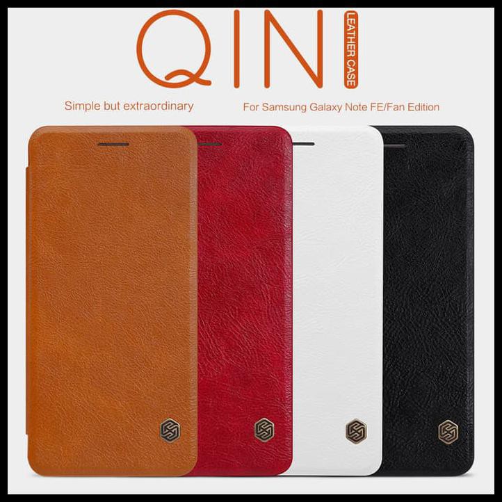 Samsung Galaxy Note Fe / 7 Flip Leather Cover Nillkin Qin Hard Case - Merah