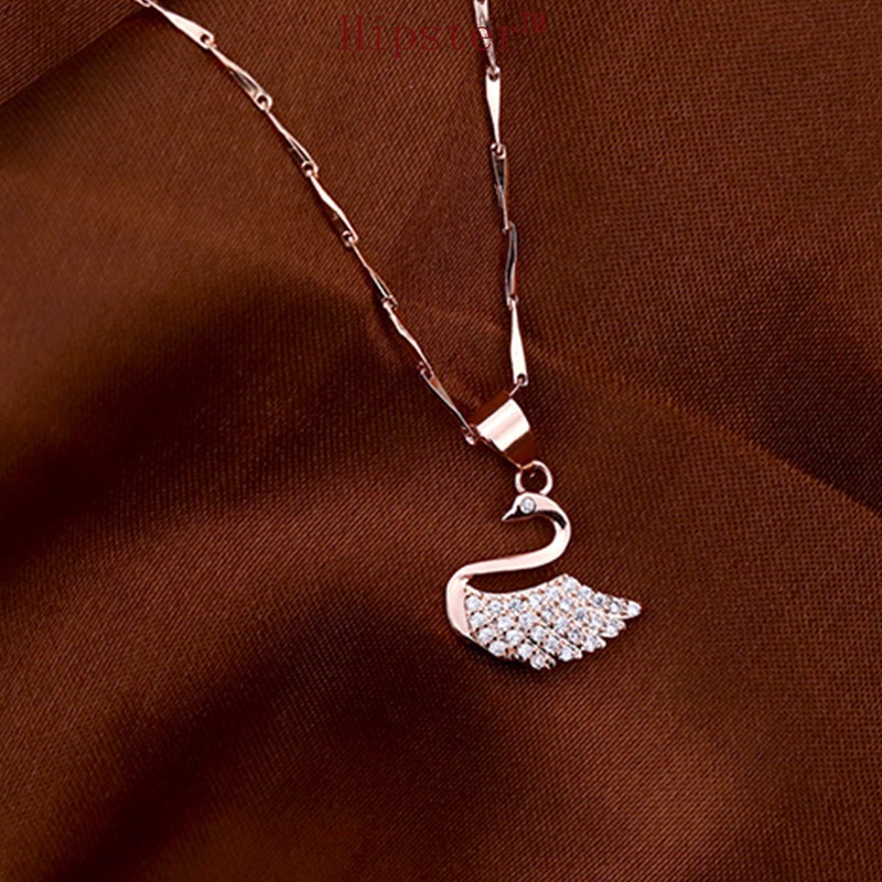 Hot Sale Luxury Moissanite Rose Gold Swan Pendant Silver Necklace