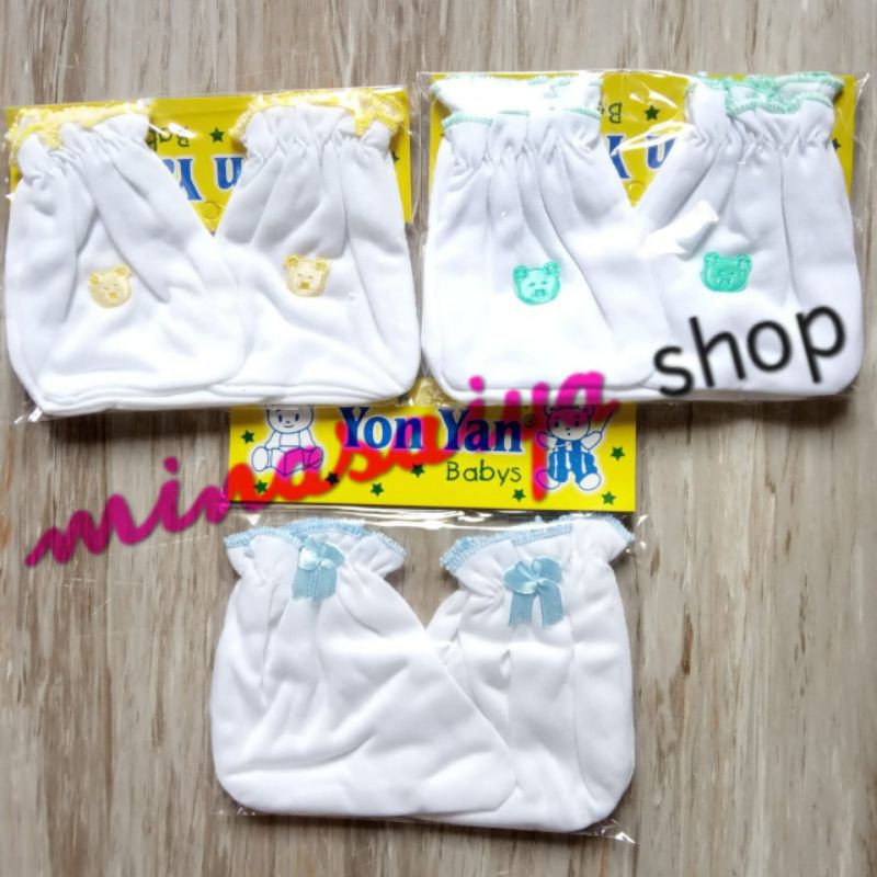 YON YAN 3 set Sarung Tangan dan Kaki Bayi Putih Polos