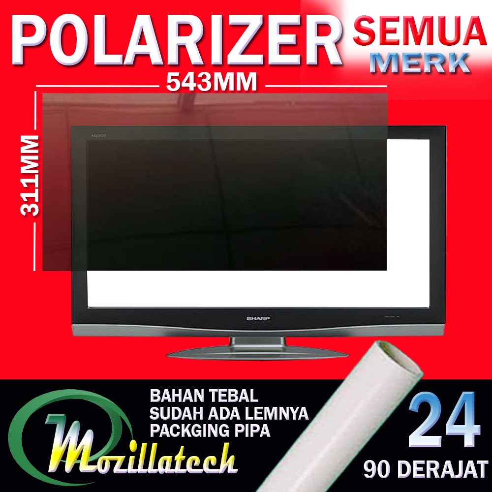 PLASTIK  POLARIS POLARIZER TV LCD 24 INC 0 DERAJAT BAGIAN DEPAN POLARIS POLARIZER LCD 24 INCH IN