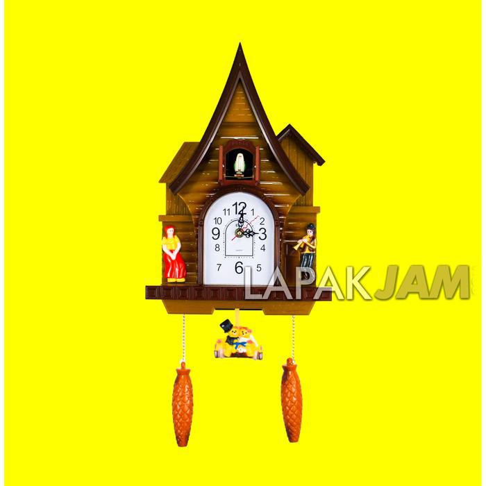 Jam Dinding Esa T22 Bell Bandul Kikuk Quartz Dimensi 40 x 26 cm Bagus