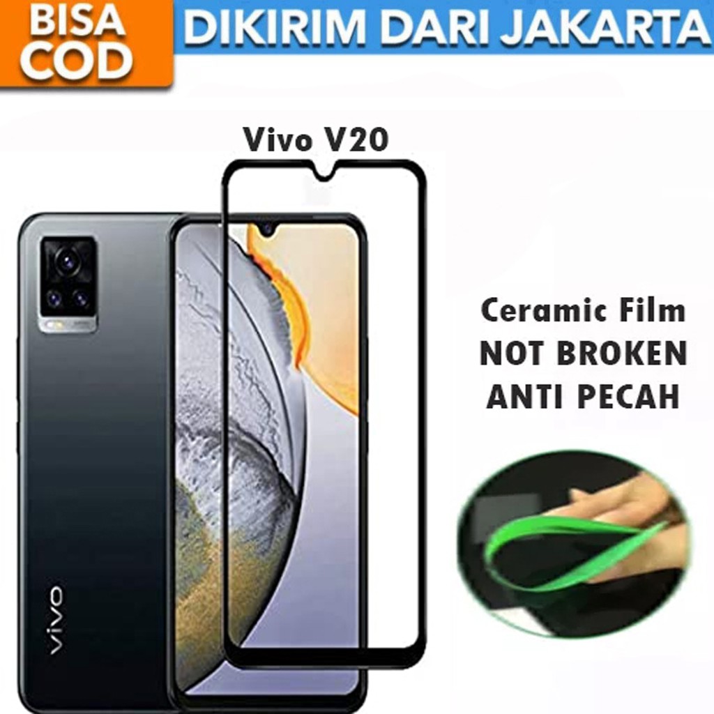 Tempered Glass Vivo V20 Full Cober / Full Screen Ceramic Film Anti Gores