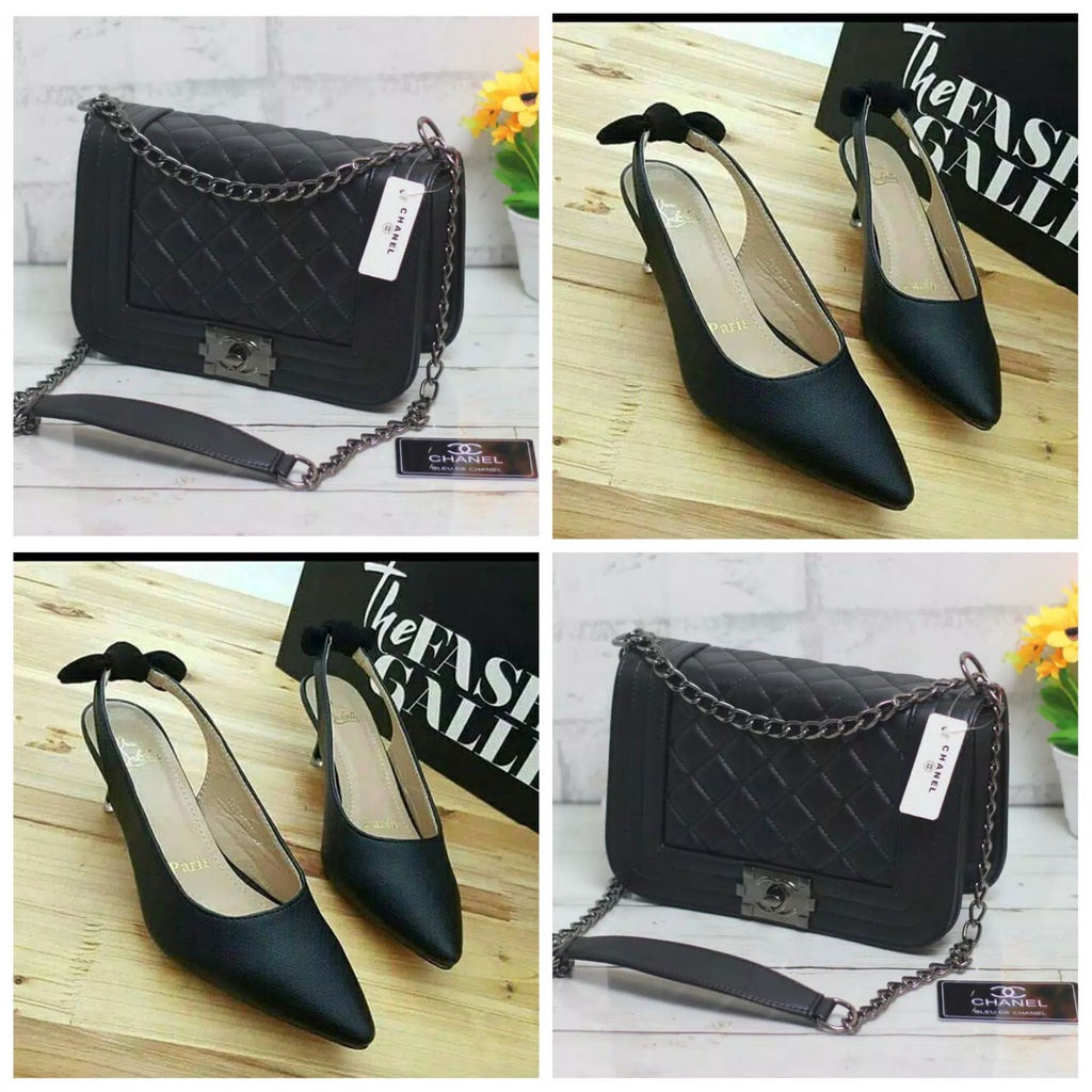 Paket tas Selempang &amp; Sepatu heels 007