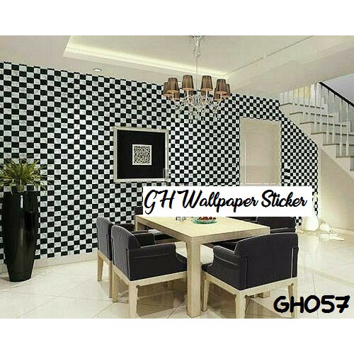 (COD) Wallpaper Stiker Dinding / Walpaper dinding Kamar Tidur Wallpaper Motif Catur / Checkerboard