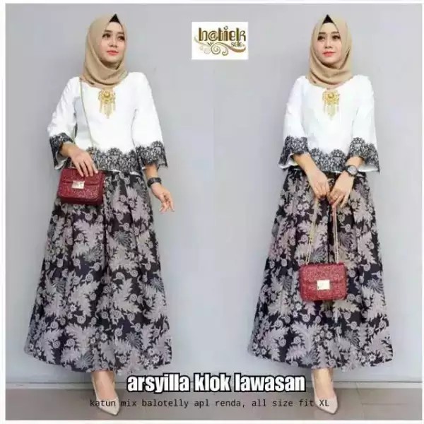 Stelan baju atas bawah wanita murah modern kekinian terbaru Arsyila Klok Lawasan