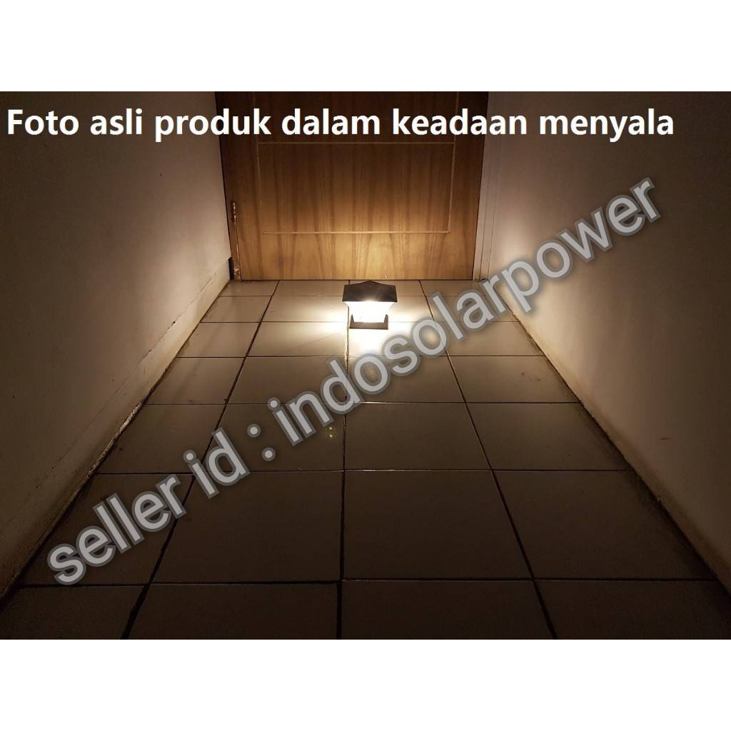 Lampu Pilar / Duduk Tembok Pagar model kotak 18 LED solar power tenaga surya matahari irit terang