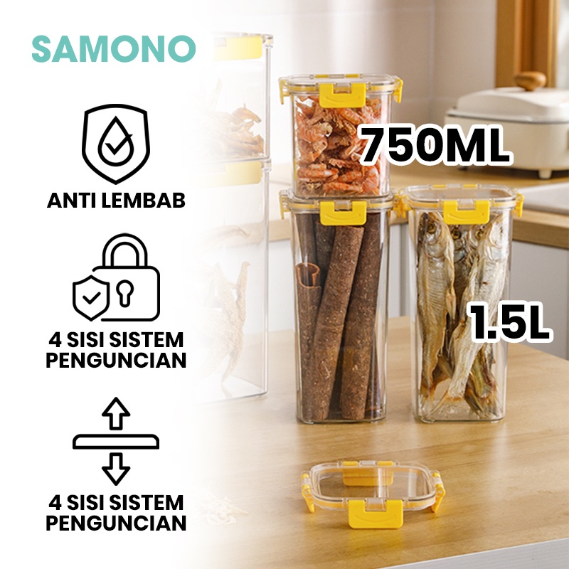 SAMONO Food Storage Box Sealed Container 750ml SSC01 / Food Storage Box Sealed Container 4 Pengunci Tempat Penyimpanan Makanan Kering Anti Tumpah
