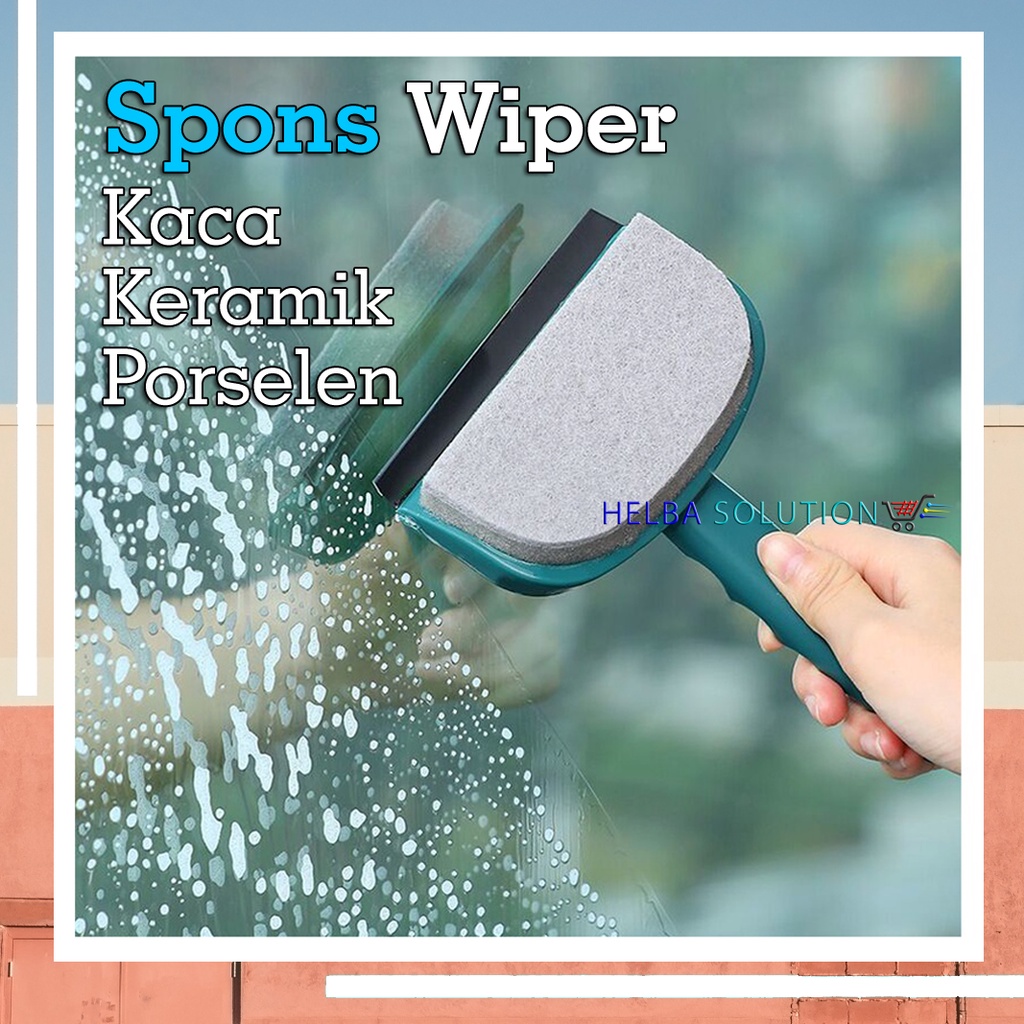 SPONS WIPER 2in1 Pembersih Kaca Jendela dan Mobil Spon Keramik Porselen Wastafel Kamar Mandi Dapur