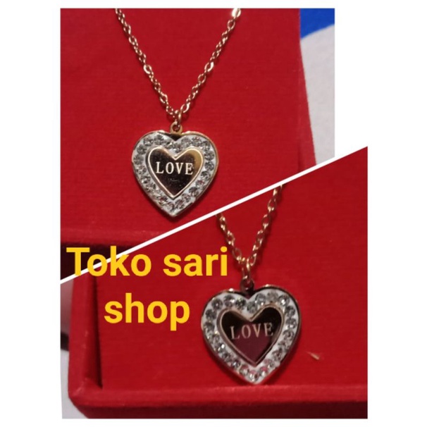 kalung titanium liontin love