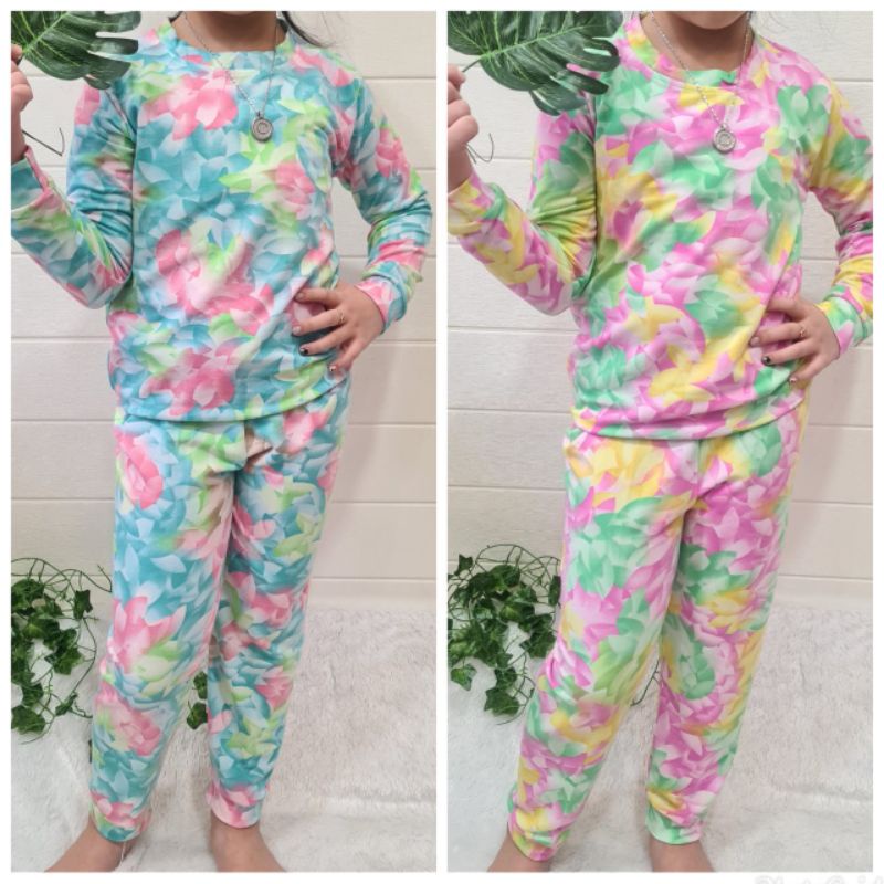 SETELAN ANAK PEREMPUAN USIA 5 6 7 TAHUN LENGAN PANJANG MOTIF TIE DYE/SET ANAK