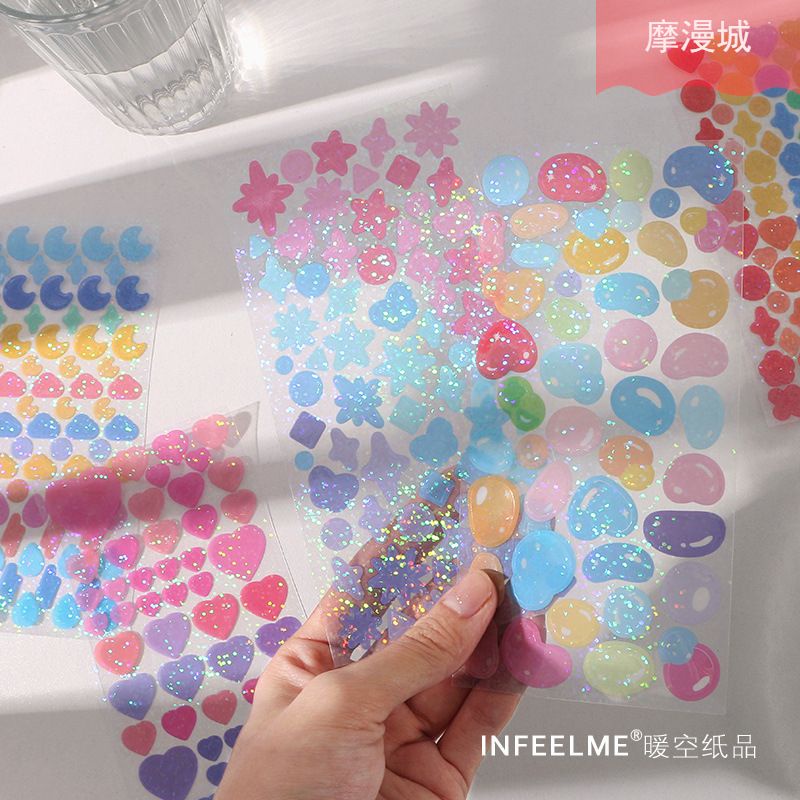 

Sticker Colorful Ribbons Glitter hologram / Deco Stickers murah