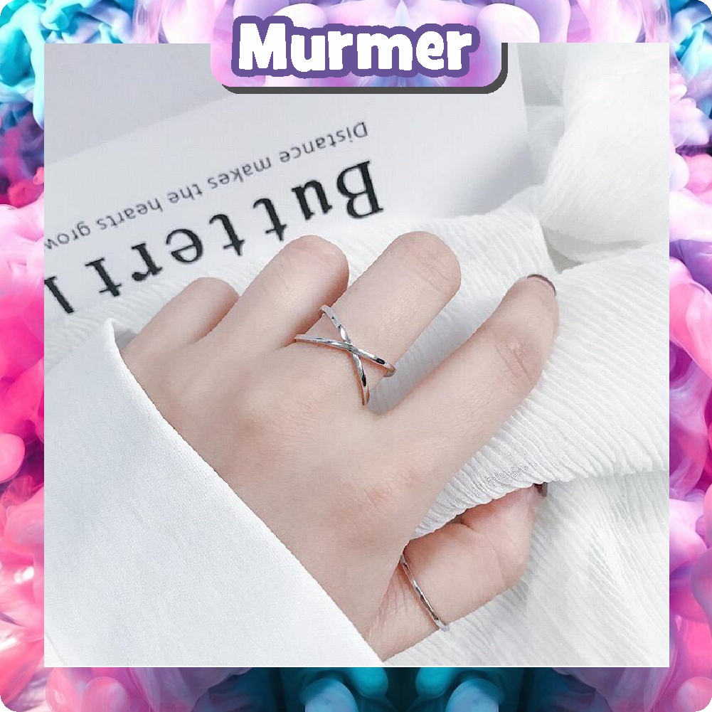 MurmerOfficial A034 Cincin Silang Fashion Korea Perhiasan Wanita Berongga Tiga Dimensi Stainless