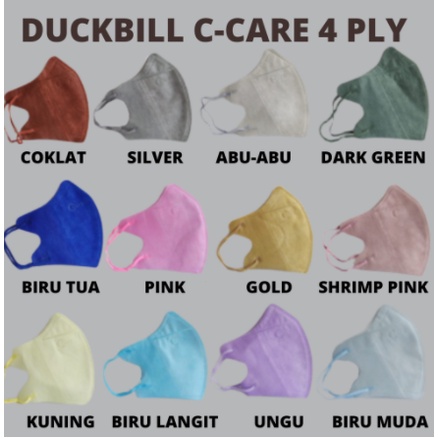 Duckbill C-Care &amp; Duckbill 3SS Warna 4 Ply Isi 50 Pcs Murah