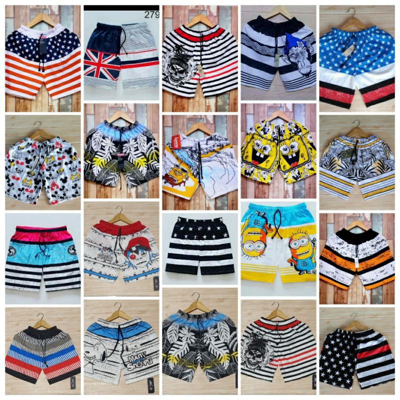 Celana Boxer Kolor Pendek Pria dan Wanita Random