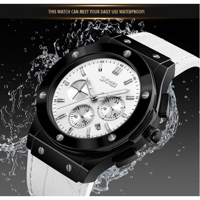 Jam Tangan Kulit Skmei Jam Tangan Analog Pria Wanita Casual - Hitam