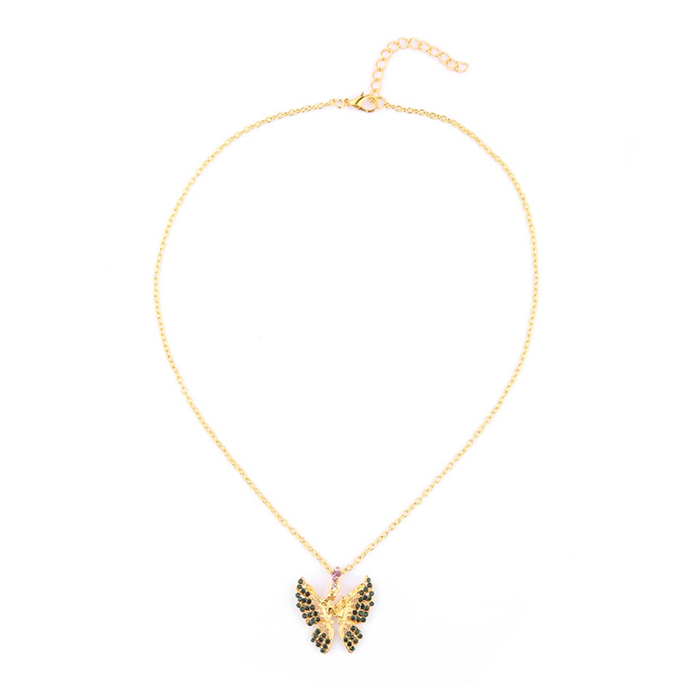 Hu Hu Hu Hu Hu Alat Bantu Pasang Kacamata♡ Kalung Rantai Liontin Kupu-Kupu Aksen Berlian Imitasi Untuk Wanita