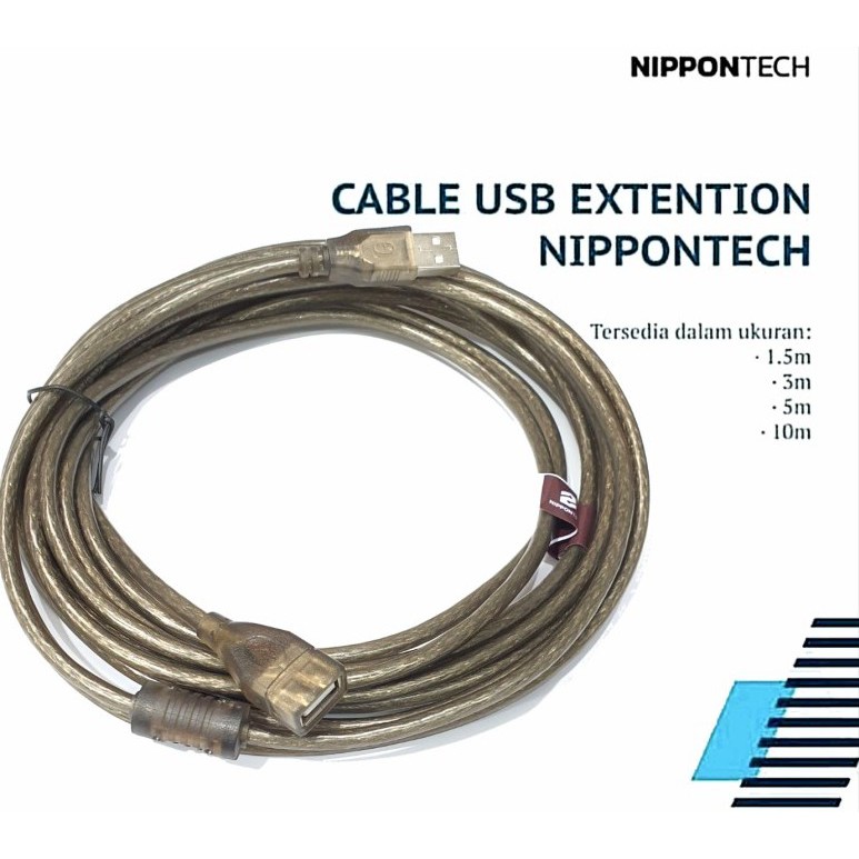 Kabel usb Extentsion transparan 5meter nipontech..