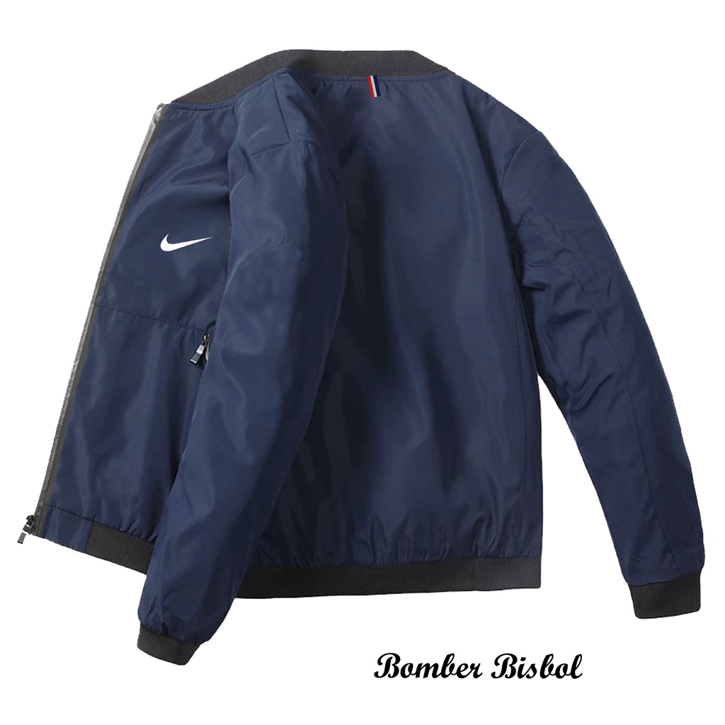 Diskon - Jaket Pria terbaru Jaket Waterproof Nike - Jaket Bomber varsity Terima Custom Logo