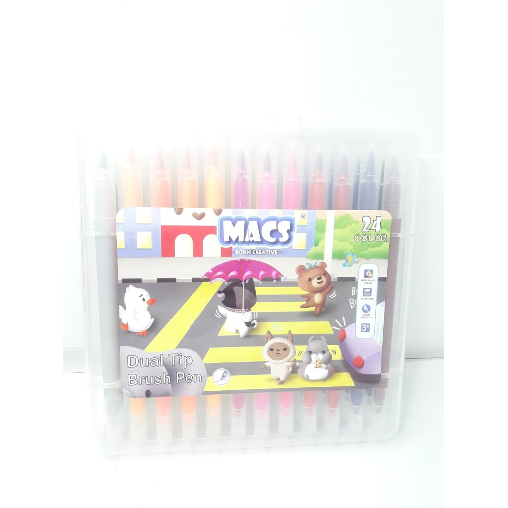 

Macs Dual Tip Brush Pen Marker 24 Warna