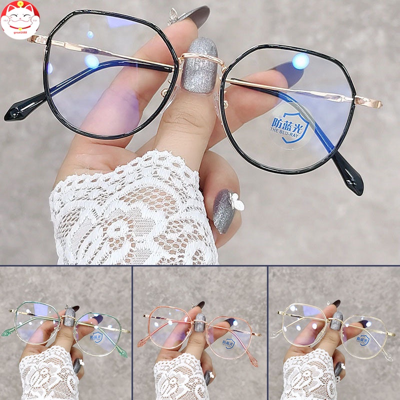 Kacamata Anti Blue Light Bingkai Logam Kacamata Lensa Rangka Transparan Retro Vintage Metal Frame Eyeglasses Kacamata Fashion