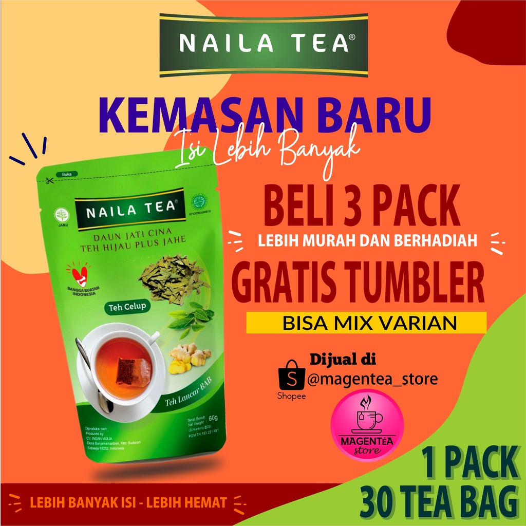 NAILA TEA | Teh Peluntur Lemak | Teh Diet Detox | Slimming Tea  Teatox Pelangsing AMAN HALAL BPOM