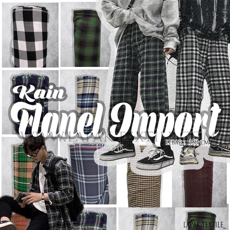 KAIN FLANEL IMPORT  MOTIF KOTAK - FLANEL - KEMEJA FLANEL - BAHAN KEMEJA FLANEL - BAHAN CELANA FLANEL