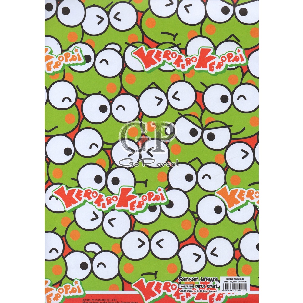 ( 5 Lembar ) KEROPI SANWA - KERTAS KADO KERO KERO KEROPI - GIFT WRAP PAPER SANSAN WAWA SANRIO KEROPI / JAPANESE CLASSIC