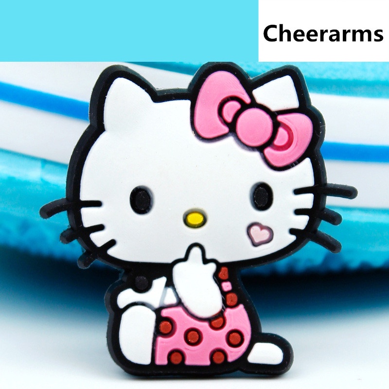 Kartun Hello kitty tema lucu shoe charms Jibbitz Crocs Pin decorate sandal  Lubang Sepatu accessories DIY Dapat Dilepas hadiah Natal