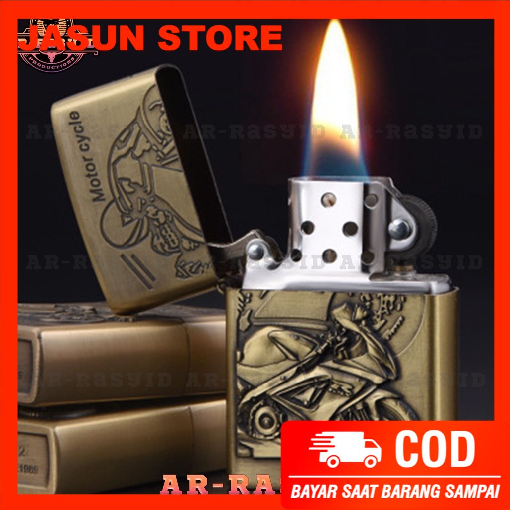 BISA COD! Korek Api Zippo Roda Api Minyak Jiantai Motif Motor JT-6069