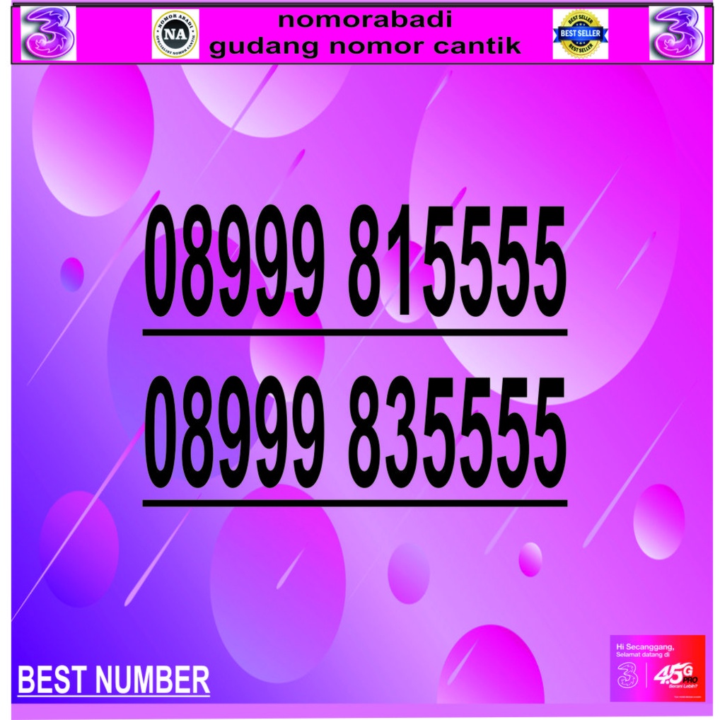 NOMOR CANTIK TRI 4G 55555 H800