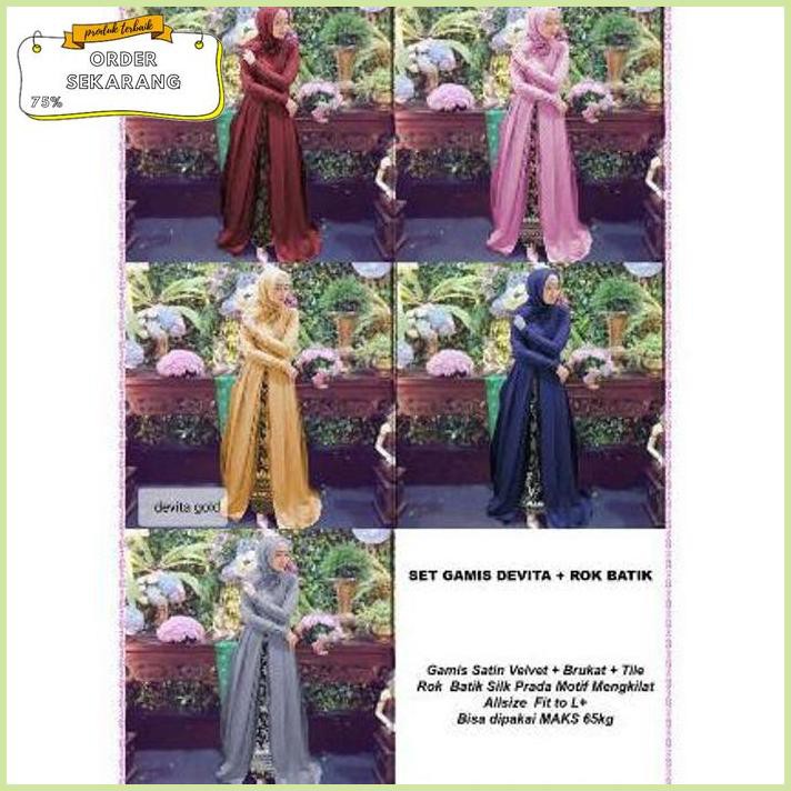 Sale Setelan Kebaya Murah / Setelan Wanita / Set Devita Gamis + Rok Batik Termurah