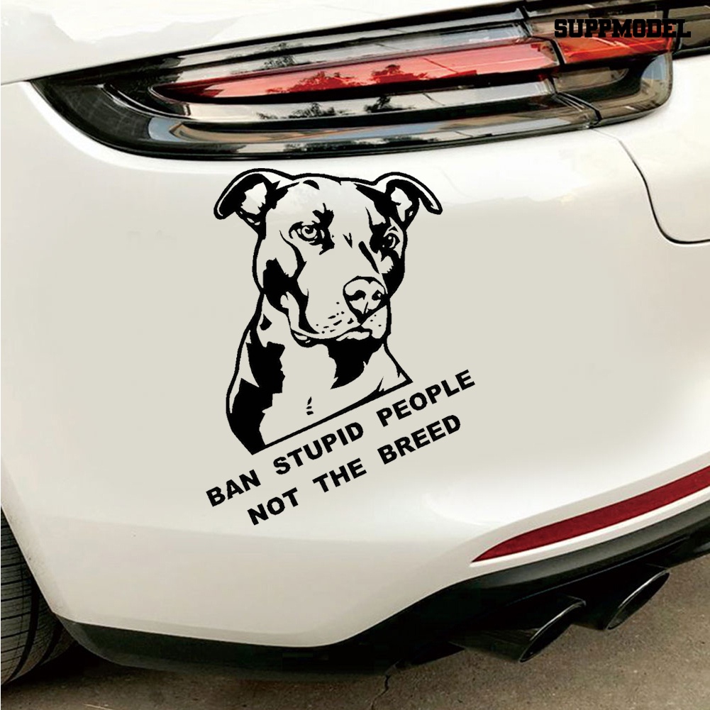 Stiker Ban Stupid People Not Breed Pitbull Untuk Bodykaca Jendela Mobil