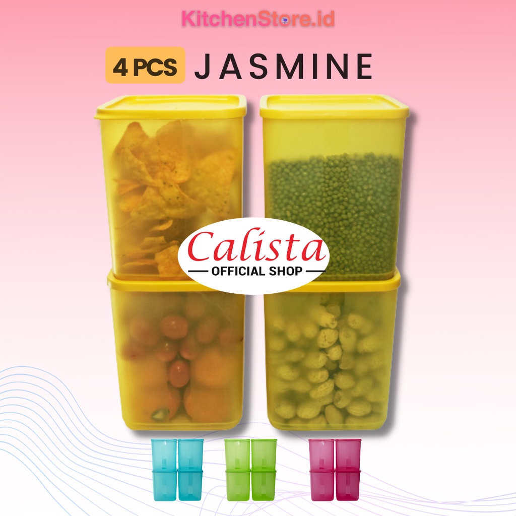 TOPLES KUE CEMILAN CALISTA JASMINE 4 PCS FOOD CONTAINER SET TEMPAT BUMBU MAKAN SAYUR PLASTIK KULKAS SET FOOD PREP WADAH PENYIMPANAN KULKAS SET SERBAGUNA