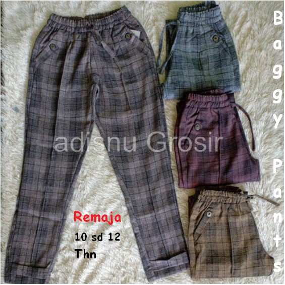 Celana BAGGY PANTS FLANEL Anak Tangung Remaja =10--12 THN