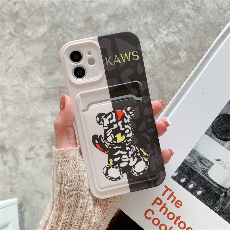 Tren Jahitan Kekerasan Beruang Case iPhone 11 13 12 Pro Max Xs Max XR 7 8 Plus Se2020 Card Case Portable Drop Pelindung Case