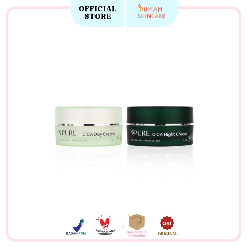 NPURE Day and Night Cream Centella Asiatica Moisturizer 15gr (CICA series) Krim wajah,Penghilang Jerawat,Obat Jerawat