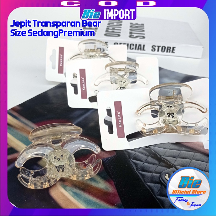 Jepit Korea Premium Transparan Karakter Bear Impor Best Seller