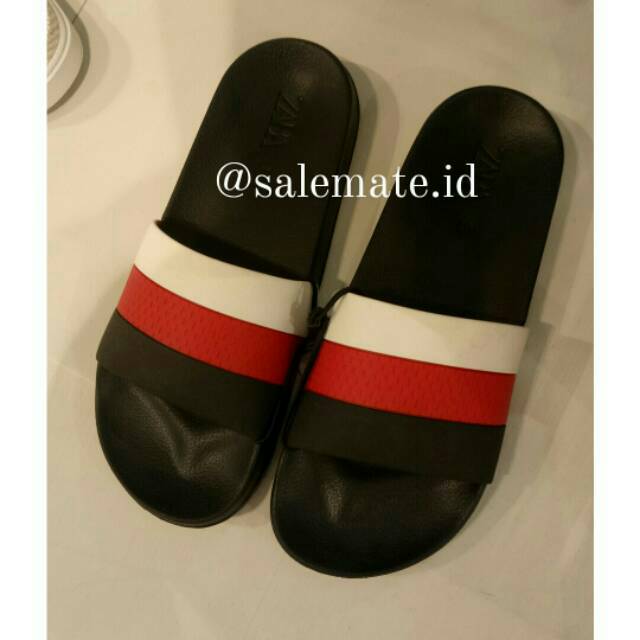ZARA Man Stripes Slide Sandal (Sandal Slide Cowok)