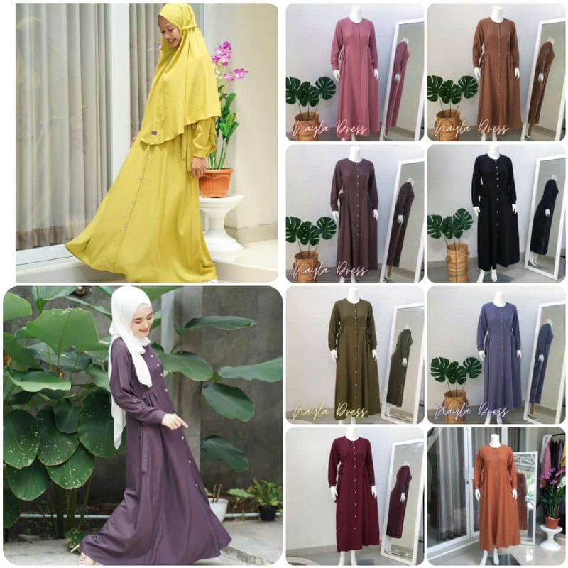 Gamis Nayla Dress ELHURRIYAH Bahan Madame Sexy Premium Ukuran S s/d XXL