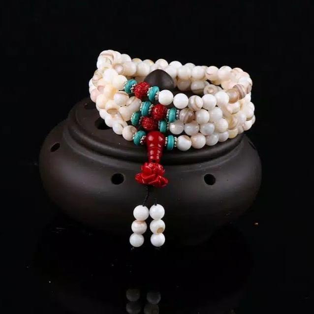 $+$+$+$+] Japamala Tasbih Buddha 108 Butir Cangkang Kulit Mutiara