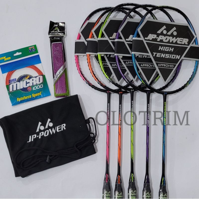 [35lbs] [65gr] JP Power Windspeed 60 Raket Badminton Original