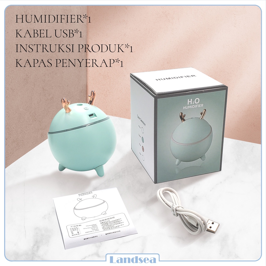 Landsea  Humidifier Air 300ml Diffuser Aroma - Pelembab Udara - Terapkan ke Essential oil-4
