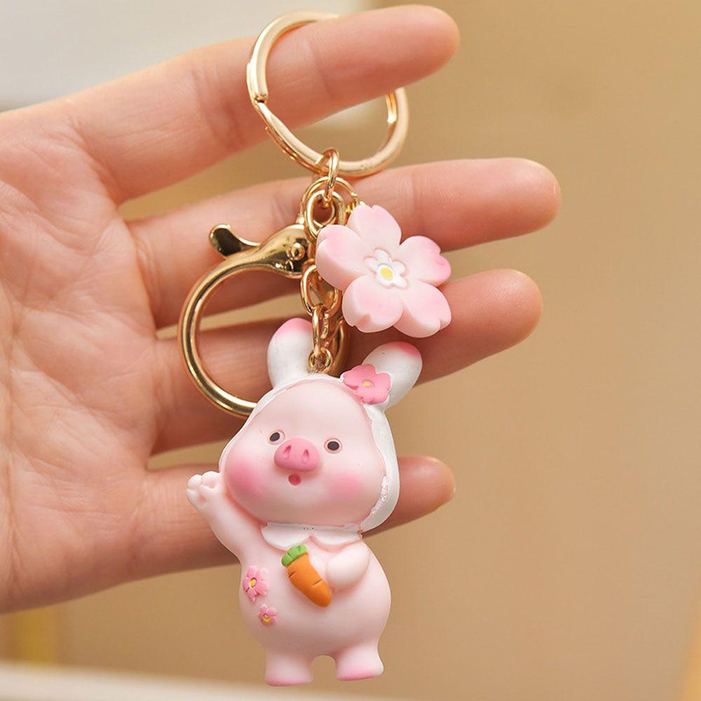 Lily Keyring Backpack Pink Piggy Liontin Lucu