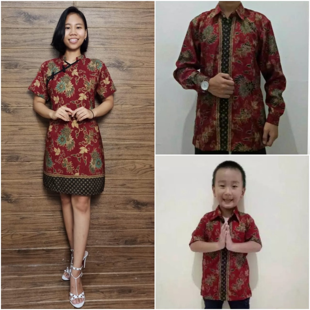 SB Collection Couple Family Midi Dress Daniar Cheongsham Dan Kemeja Ayah Anak Batik Pria