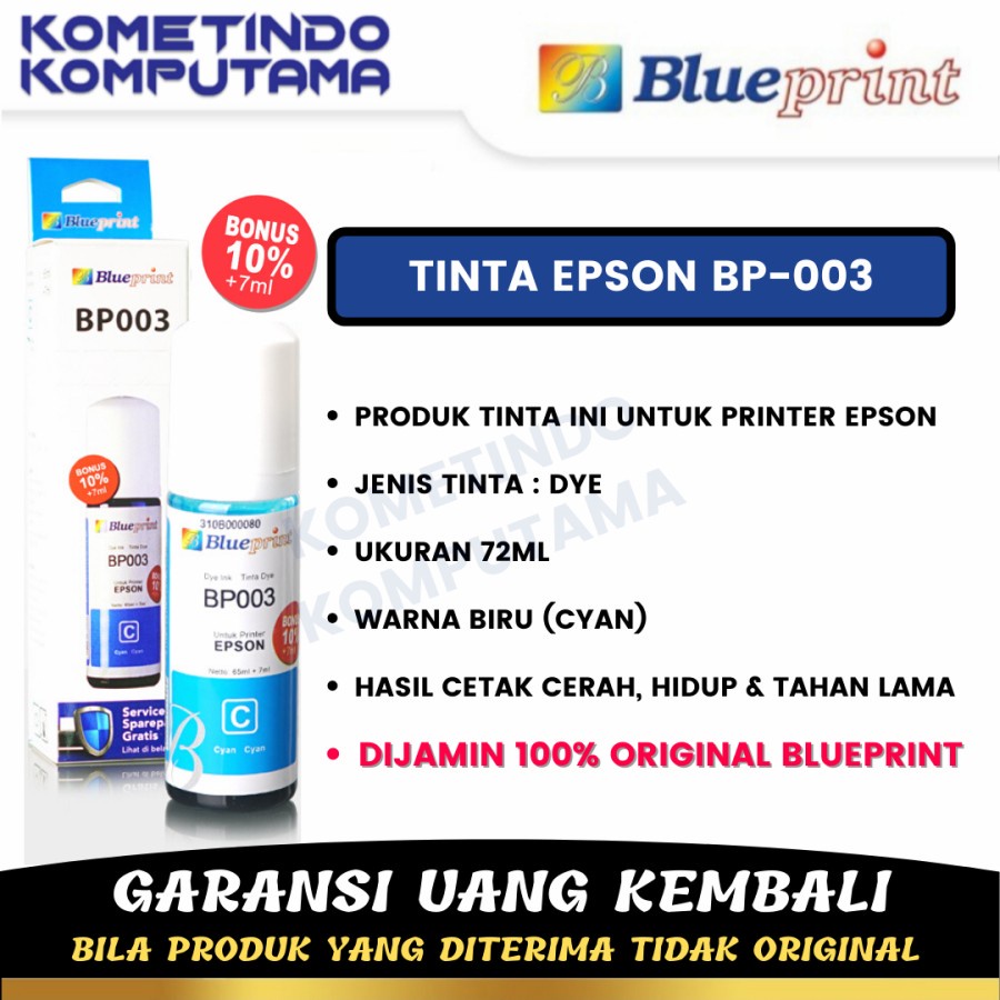 CYAN 72ML EPSON T 003 BLUEPRINT TINTA BOTOL ORIGINAL 100%