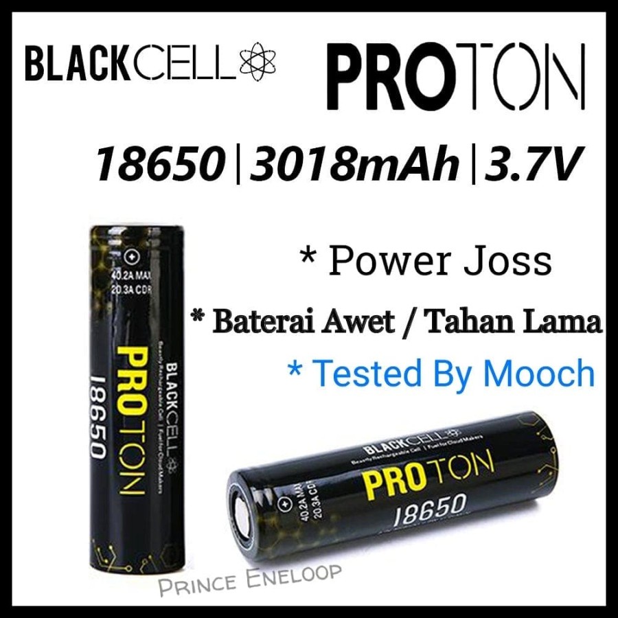 Baterai Vapor 18650 New Blackcell Proton 3018mAh 40A (not VTC AWT MXJO