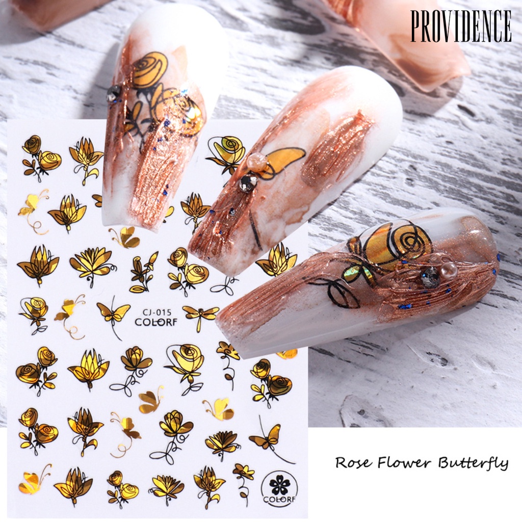 Providence Stiker Kuku Motif Daun Maple 3d Ultra Tipis Transfer Air Untuk Manicure / Nail Art