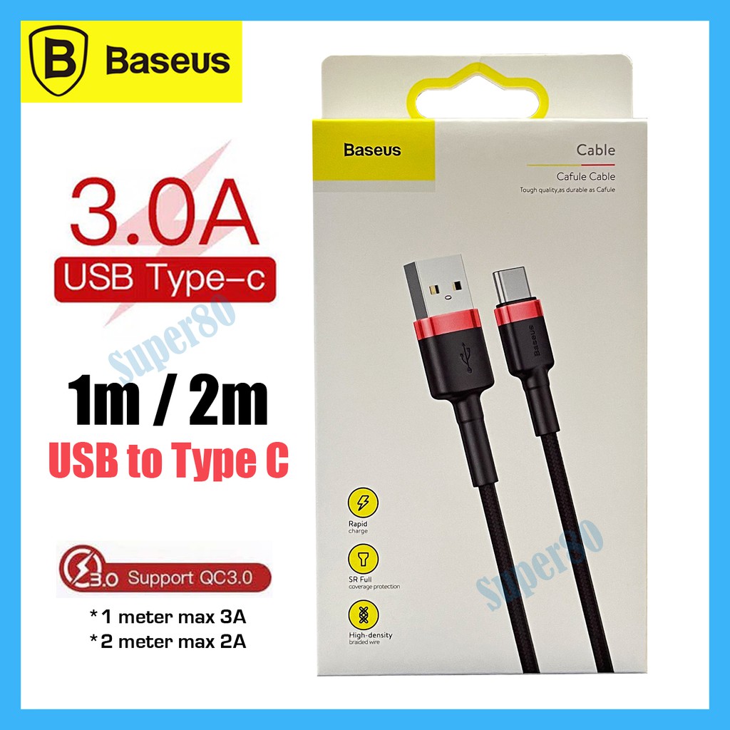 Baseus USB to Type C Cable PD QC Fast Charging Kabel Data Charger Quick Charge 1m 3A / 2m 2A