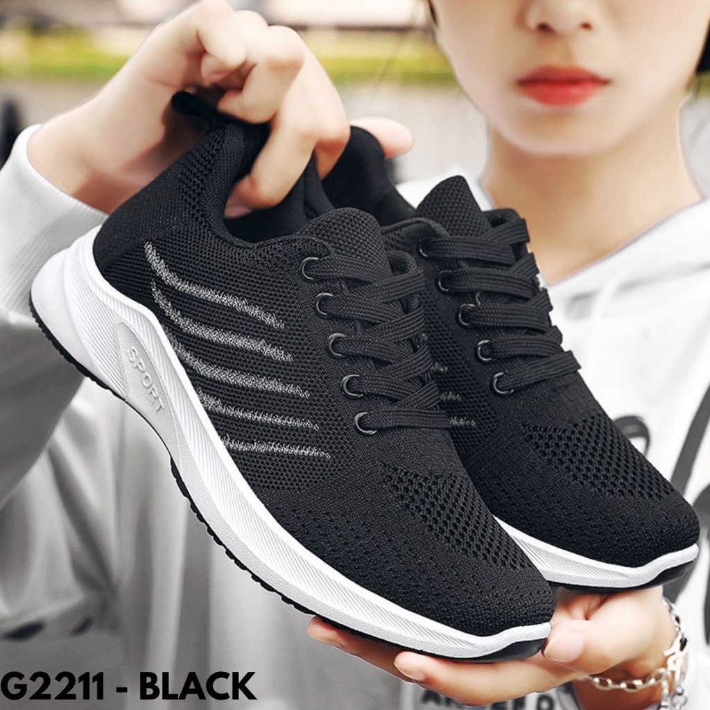 SEPATU SNEAKERS WANITA BEST SELLER NYAMAN DIPAKAI MARATHON BAHAN CANVAS MESH IMPORT G2211