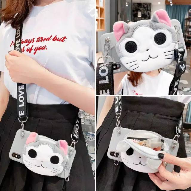 Case Softcase Dompet Silikon 3d Xiomi Redmi Note 5 6 7 8 pro 4a 4x 5a 6 6a 7 k20 Cartoon Cat purse